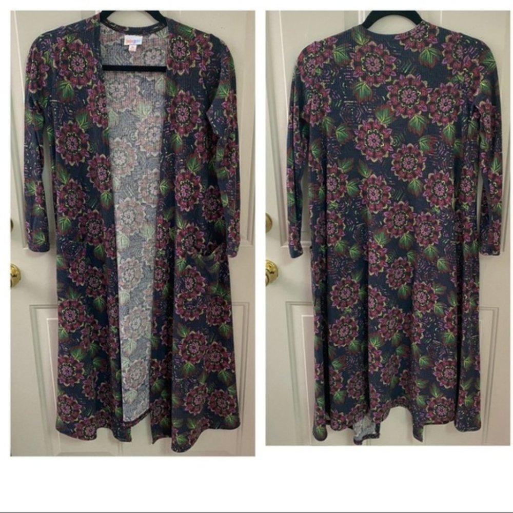 Lularoe XS long line pocket floral cardigan soft! duster
